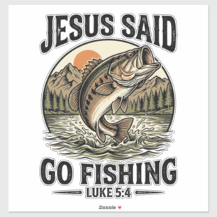 Sticker Jésus a dit allez pêcher Vintage Bass Chrétien