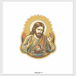Sticker Jésus a laissé tomber des sushis dans une éclabous