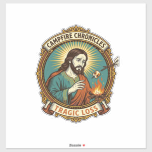 Sticker Jésus a laissé tomber la fête de camp de guimauve 