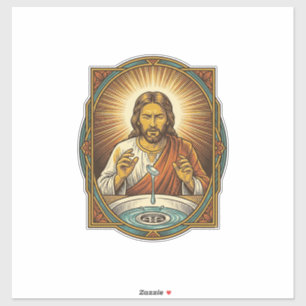 Sticker Jésus a laissé tomber sa lentille de contact dans