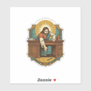 Sticker Jésus a laissé tomber son stylo derrière un lourd