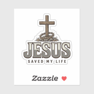 Sticker Jésus a sauvé ma vie Gravure vintage Design chréti