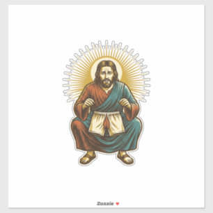 Sticker Jésus ajustant un mal-être inconfortable au milieu