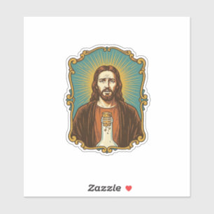 Sticker Jésus Bouchon de Vin Cassé Bouteille Sommelier Par