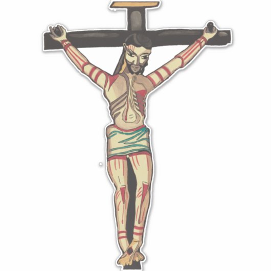 Sticker Jésus Christ Croix Crucifixion aquarelle art (Devant)