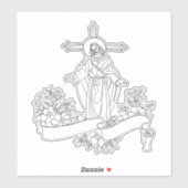 Sticker jésus Christ fleurs scroll art coloriage page (Feuille)