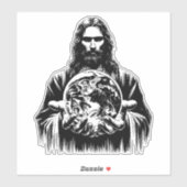 Sticker Jésus Christ Holding Le monde Art illustration (Feuille)