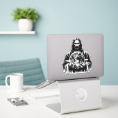 Sticker Jésus Christ Holding Le monde Art illustration (Ordinateur portable sur le bureau)
