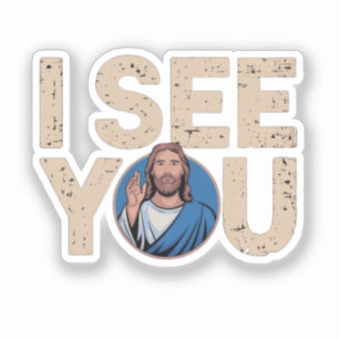Sticker Jésus-Christ vous regarde, Jésus je te vois