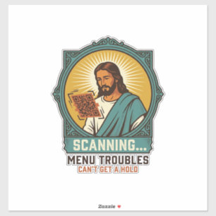 Sticker Jésus Code QR flou ne scannera pas Menu Humour Tec