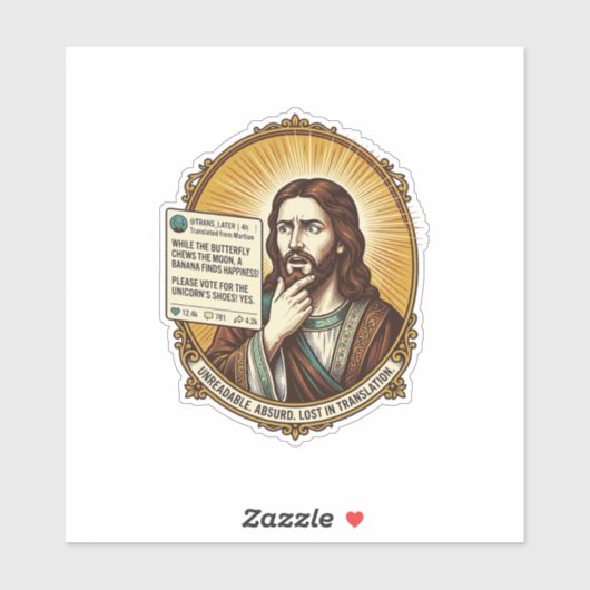 Sticker Jésus Confus Échec de la Publication de Traduction (Feuille)