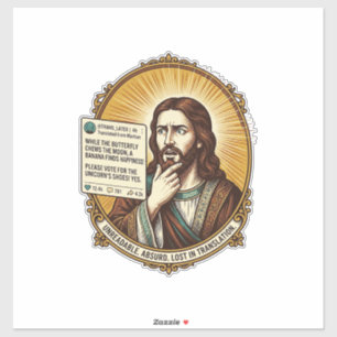 Sticker Jésus Confus Échec de la Traduction Automatique de