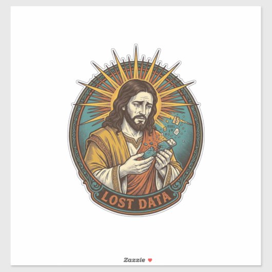 Sticker Jesus Crushed USB Flash Drive Lost Data Humor_1 (Feuille)