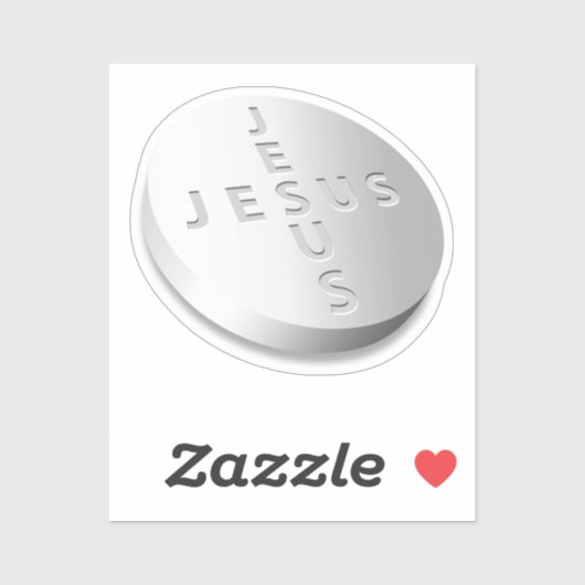 Sticker Jesus Cures guérit pilule comprimé Croix chrétienn (Feuille)