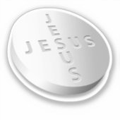 Sticker Jesus Cures guérit pilule comprimé Croix chrétienn (Recto)