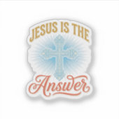 Sticker Jésus Est la Réponse Croix Chrétienne Conception V (Devant)