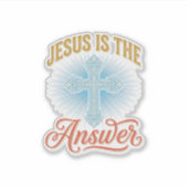 Sticker Jésus Est la Réponse Croix Chrétienne Conception V (Devant)