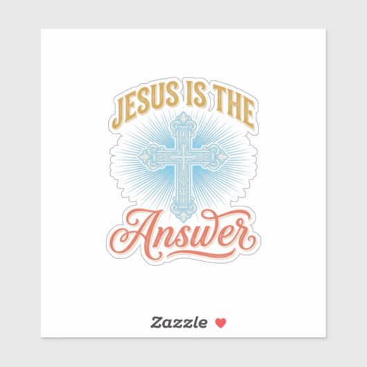 Sticker Jésus Est la Réponse Croix Chrétienne Conception V (Feuille)