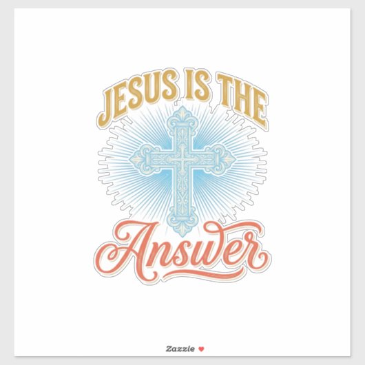 Sticker Jésus est la réponse Croix chrétienne Vector Desig (Feuille)