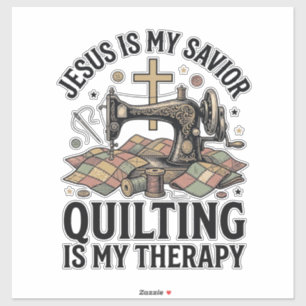 Sticker Jésus est mon sauveur le quilting est ma thérapie