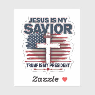 Sticker Jésus est mon sauveur Trump est mon président drôl