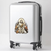 Sticker Jésus et Chats Vintage (Sur valise)
