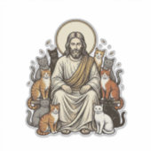 Sticker Jésus et Chats Vintage (Devant)