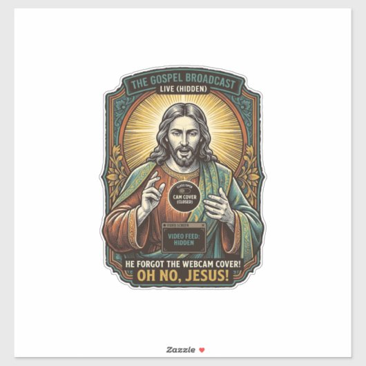 Sticker Jésus Fond noir Couverture de webcam oubliée Virtu (Feuille)