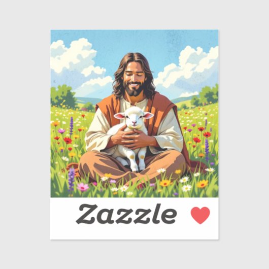 Sticker Jesus holding a Lamb | Religious Christian (Feuille)