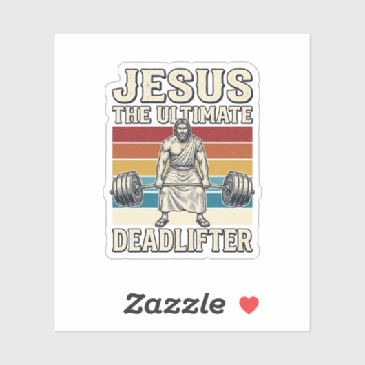 Sticker Jésus le souleveur de poids mort ultime conception (Feuille)