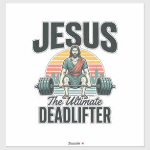 Sticker Jésus l'haltérophile ultime vintage