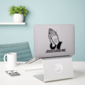 STICKER JÉSUS M'AIME (Ordinateur portable sur le bureau)