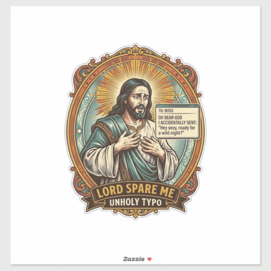 Sticker Jésus Mauvaise Message Autocorrect Patron Embarras (Feuille)