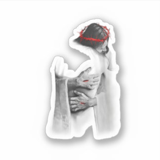 Sticker Jésus M'Embrassant Et Jésus M'Embrassant Dieu Accr