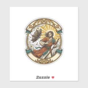 Sticker Jésus Parapluie Cassé Retourné Par Le Vent Orageux