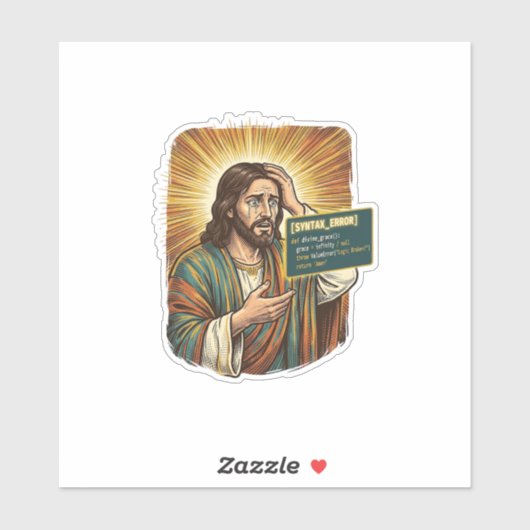 Sticker Jésus pleurant Erreur de syntaxe Codage Programmeu (Feuille)