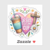 Sticker Jésus Remplit Ma Coupe Christian Amateurs De Café  (Feuille)