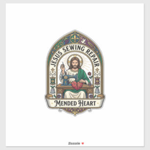 Sticker Jésus Réparation Couture Cœur Réparé Jésus Réparat