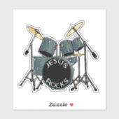 Sticker Jesus Rocks - batteur (Feuille)