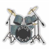 Sticker Jesus Rocks - batteur (Devant)
