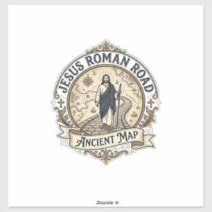 Sticker Jésus Route Romaine Carte Ancienne Jésus Route Rom