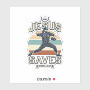 Sticker Jésus Sauve Baseball Vintage Christian Vector Desi