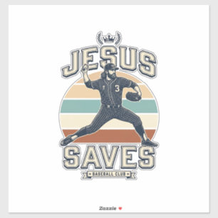 Sticker Jésus Sauve Baseball Vintage Christian Vector Desi