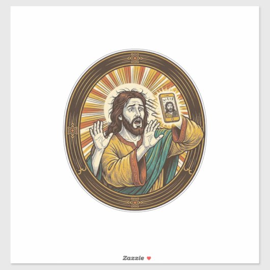 Sticker Jesus Selfie Accidentel avec la Caméra Frontale et (Feuille)