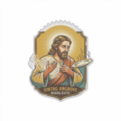 Sticker Jésus s'est brûlé le doigt en sortant l'assiette d (Devant)