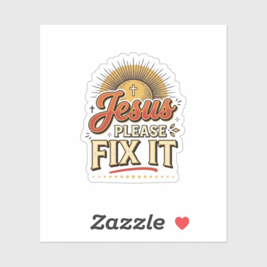 Sticker Jésus S'il Vous Plaît Réparez-Le Typographie Chrét (Feuille)