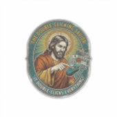 Sticker Jésus Souris Double Clic Cassée Bureau IT Tech (Devant)