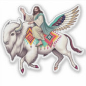 Sticker Jésus sur un bison blanc (bison) (Devant)
