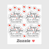 Sticker Jésus T'Aime Favori Amusant Set Contour Coupe (Feuille)