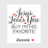 Sticker Jésus T'Aime Favori Drôle Coupe De Contour (Feuille)